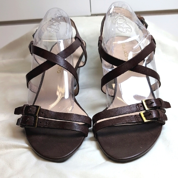 Franco Sarto Shoes - Franco Sarto Kindsey Buckle Detail/Wedge Heel Leather Sandal Size 10 NWOB